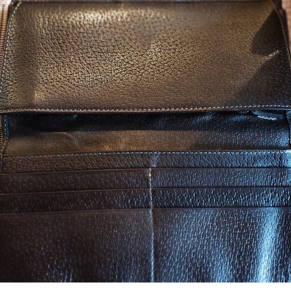 Gucci GG Abbey D Ring Continental Wallet Brown‎ Canvas Leather OS Vintage - Picture 7 of 11